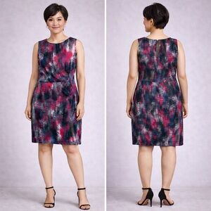 TANGO Chic Sleeveless Pink and Black Midi Dress Size L